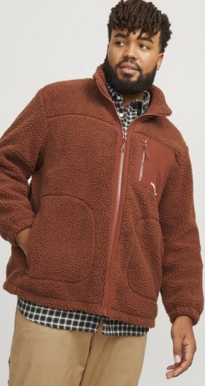 Jack & Jones ESTERBRO High Collar Teddy Jacket Brandy Brown - Didelės vyriškos striukės - Didelės vyriškos striukės