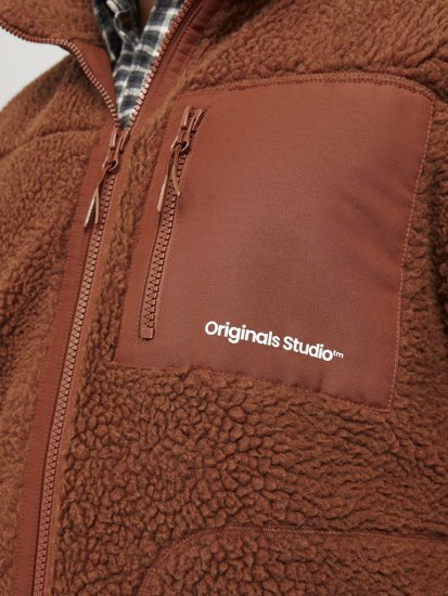 Jack & Jones ESTERBRO High Collar Teddy Jacket Brandy Brown - Didelės vyriškos striukės - Didelės vyriškos striukės