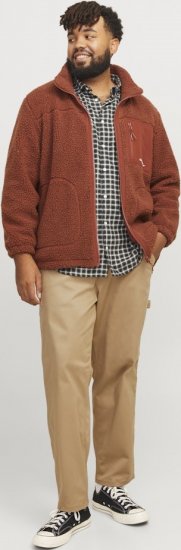 Jack & Jones ESTERBRO High Collar Teddy Jacket Brandy Brown - Didelės vyriškos striukės - Didelės vyriškos striukės