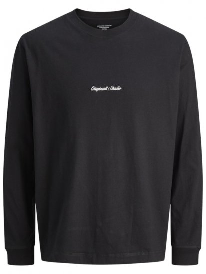 Jack & Jones Norrebro Crew Neck Long Sleeve T-Shirt Black - Marškinėliai - Marškinėliai - 2XL-14XL