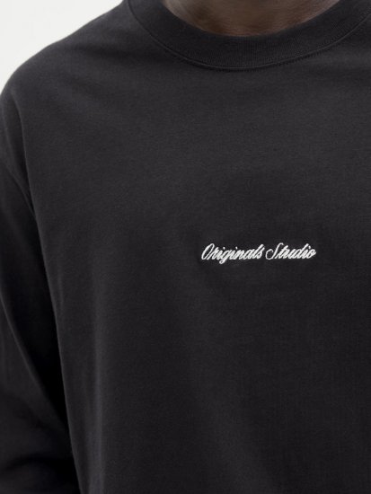 Jack & Jones Norrebro Crew Neck Long Sleeve T-Shirt Black - Marškinėliai - Marškinėliai - 2XL-14XL