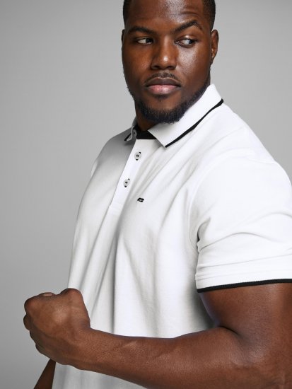 Jack & Jones PAULOS Short Sleeve Polo White/PS - Polo marškinėliai - Polo marškinėliai - 2XL-8XL