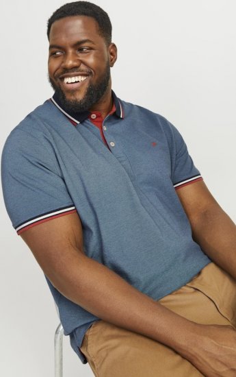 Jack & Jones PAULOS Short Sleeve Polo Denim Blue/PS - Polo marškinėliai - Polo marškinėliai - 2XL-8XL