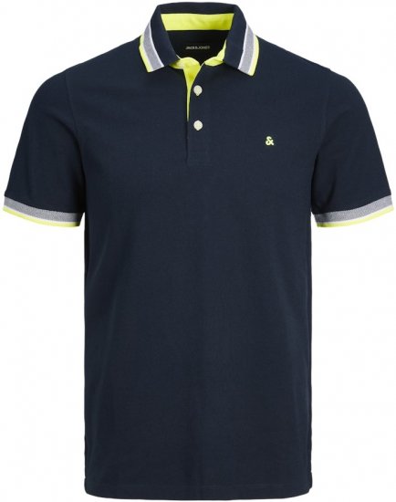 Jack & Jones PAULOS Short Sleeve Polo Dark Navy/NEON - Polo marškinėliai - Polo marškinėliai - 2XL-8XL