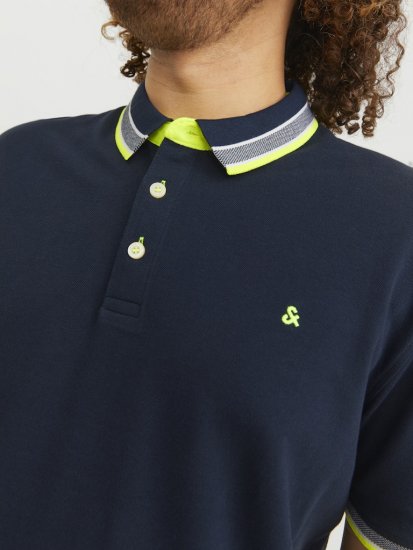 Jack & Jones PAULOS Short Sleeve Polo Dark Navy/NEON - Polo marškinėliai - Polo marškinėliai - 2XL-8XL
