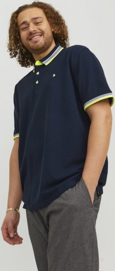 Jack & Jones PAULOS Short Sleeve Polo Dark Navy/NEON - Polo marškinėliai - Polo marškinėliai - 2XL-8XL