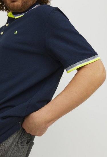 Jack & Jones PAULOS Short Sleeve Polo Dark Navy/NEON - Polo marškinėliai - Polo marškinėliai - 2XL-8XL