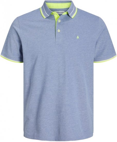 Jack & Jones PAULOS Short Sleeve Polo Light Blue/NEON - Polo marškinėliai - Polo marškinėliai - 2XL-8XL