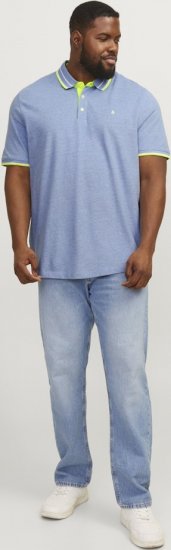 Jack & Jones PAULOS Short Sleeve Polo Light Blue/NEON - Polo marškinėliai - Polo marškinėliai - 2XL-8XL