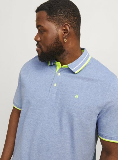 Jack & Jones PAULOS Short Sleeve Polo Light Blue/NEON - Polo marškinėliai - Polo marškinėliai - 2XL-8XL