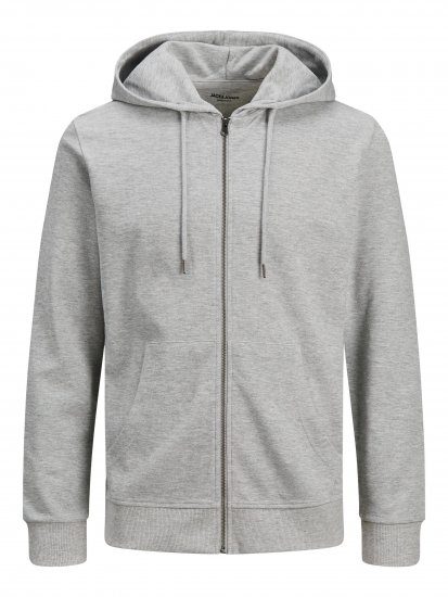 Jack & Jones Basic Sweat Zip Hood Light Grey Melange - Megztiniai ir džemperiai - Megztiniai ir Džemperiai - 2XL-14XL