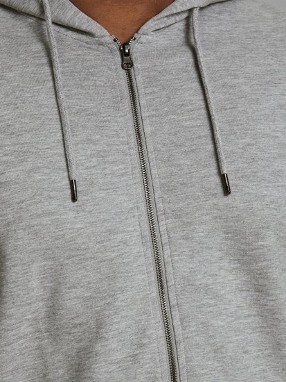 Jack & Jones Basic Sweat Zip Hood Light Grey Melange - Megztiniai ir džemperiai - Megztiniai ir Džemperiai - 2XL-14XL