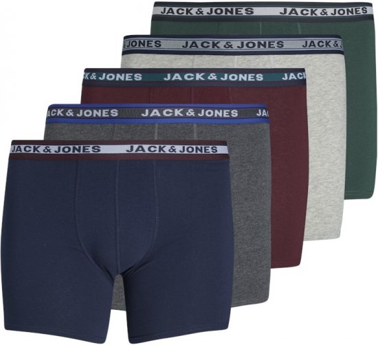 Jack & Jones OLIVER Trunks 5-Pack Dark Grey Melange - Apatinis trikotažas ir plaukimo apranga - Apatinis trikotažas - 2XL-8XL