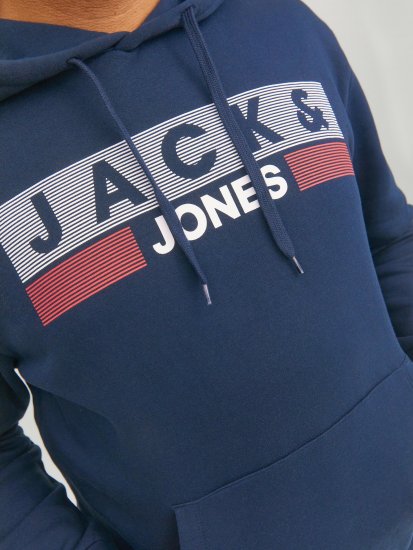 Jack & Jones CORP LOGO PLAY 4 Print Hoodie Navy Blazer - Megztiniai ir džemperiai - Megztiniai ir Džemperiai - 2XL-14XL