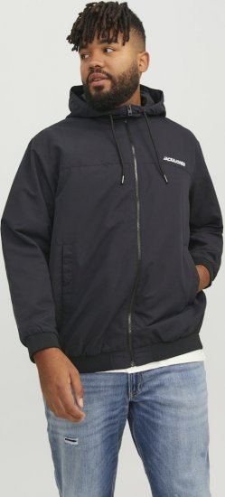Jack & Jones RUSH SOLID Bomber Jacket with Hood Black - Didelės vyriškos striukės - Didelės vyriškos striukės