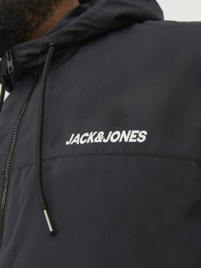 Jack & Jones RUSH SOLID Bomber Jacket with Hood Black - Didelės vyriškos striukės - Didelės vyriškos striukės