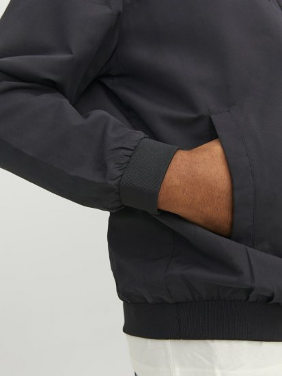 Jack & Jones RUSH SOLID Bomber Jacket with Hood Black - Didelės vyriškos striukės - Didelės vyriškos striukės