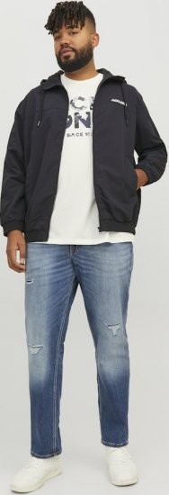 Jack & Jones RUSH SOLID Bomber Jacket with Hood Black - Didelės vyriškos striukės - Didelės vyriškos striukės
