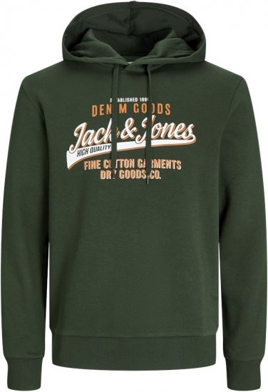 Jack & Jones 2 COL LOGO Hoodie Kombu Green - Megztiniai ir džemperiai - Megztiniai ir Džemperiai - 2XL-14XL