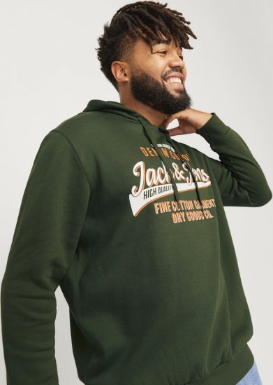 Jack & Jones 2 COL LOGO Hoodie Kombu Green - Megztiniai ir džemperiai - Megztiniai ir Džemperiai - 2XL-14XL