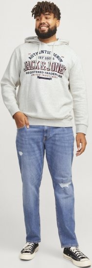 Jack & Jones 2 COL LOGO Hoodie White Melange - Megztiniai ir džemperiai - Megztiniai ir Džemperiai - 2XL-14XL