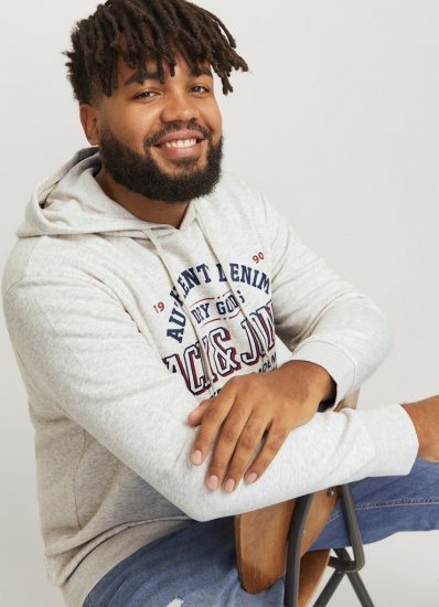 Jack & Jones 2 COL LOGO Hoodie White Melange - Megztiniai ir džemperiai - Megztiniai ir Džemperiai - 2XL-14XL