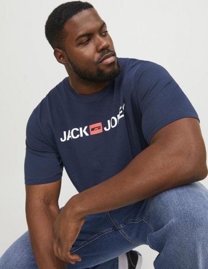 Jack & Jones Corp Logo Crew Neck T-Shirt Navy Blazer - Marškinėliai - Marškinėliai - 2XL-14XL