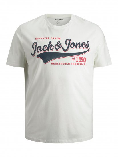 Jack & Jones JJELOGO TEE White - Marškinėliai - Marškinėliai - 2XL-14XL