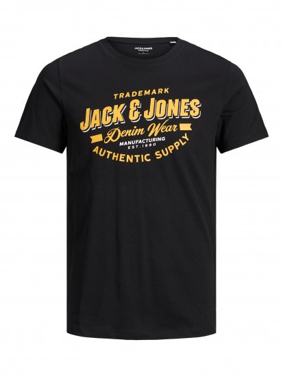 Jack & Jones JJELOGO TEE Black - Marškinėliai - Marškinėliai - 2XL-14XL