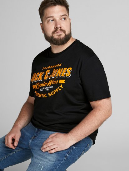 Jack & Jones JJELOGO TEE Black - Marškinėliai - Marškinėliai - 2XL-14XL