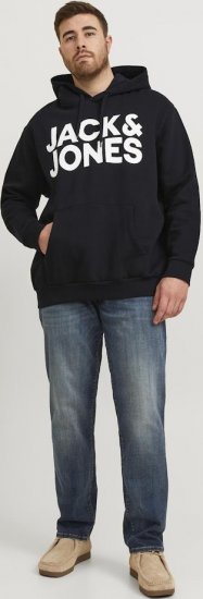 Jack & Jones CORP LOGO Large Print Hoodie Black - Megztiniai ir džemperiai - Megztiniai ir Džemperiai - 2XL-14XL
