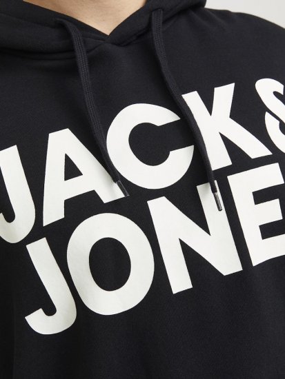 Jack & Jones CORP LOGO Large Print Hoodie Black - Megztiniai ir džemperiai - Megztiniai ir Džemperiai - 2XL-14XL