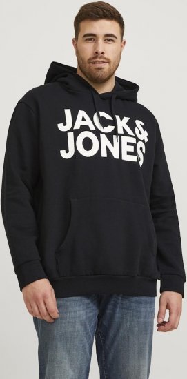 Jack & Jones CORP LOGO Large Print Hoodie Black - Megztiniai ir džemperiai - Megztiniai ir Džemperiai - 2XL-14XL