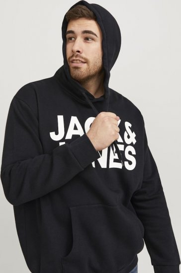 Jack & Jones CORP LOGO Large Print Hoodie Black - Megztiniai ir džemperiai - Megztiniai ir Džemperiai - 2XL-14XL