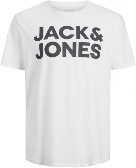 Jack & Jones CORP Logo T-Shirt White w Large Black Print - Marškinėliai - Marškinėliai - 2XL-14XL