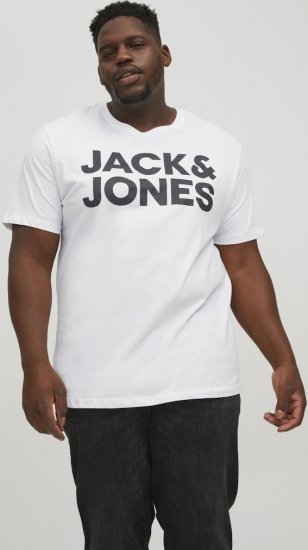 Jack & Jones CORP Logo T-Shirt White w Large Black Print - Marškinėliai - Marškinėliai - 2XL-14XL
