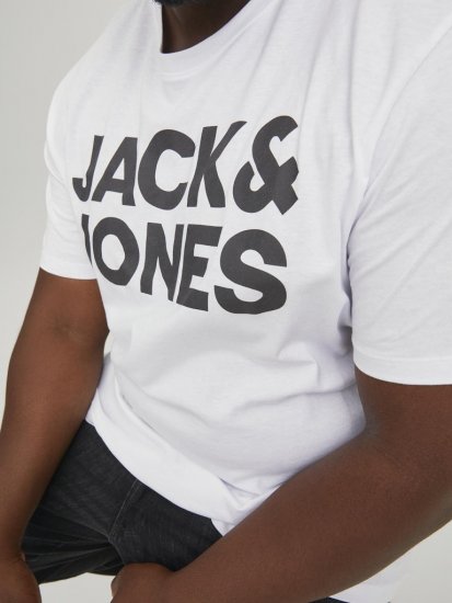 Jack & Jones CORP Logo T-Shirt White w Large Black Print - Marškinėliai - Marškinėliai - 2XL-14XL