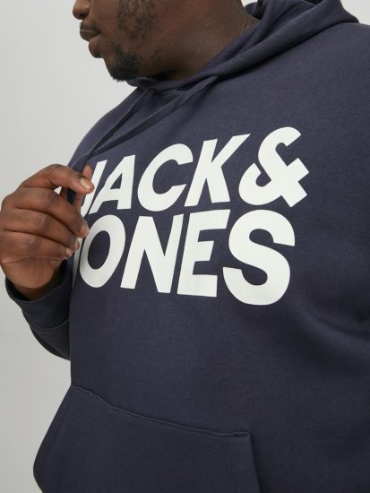 Jack & Jones CORP LOGO Large Print Hoodie Navy Blazer - Megztiniai ir džemperiai - Megztiniai ir Džemperiai - 2XL-14XL