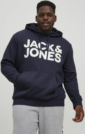 Jack & Jones CORP LOGO Large Print Hoodie Navy Blazer - Megztiniai ir džemperiai - Megztiniai ir Džemperiai - 2XL-14XL