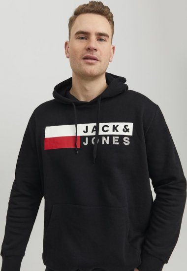 Jack & Jones CORP LOGO PLAY 4 Print Hoodie Black - Megztiniai ir džemperiai - Megztiniai ir Džemperiai - 2XL-14XL