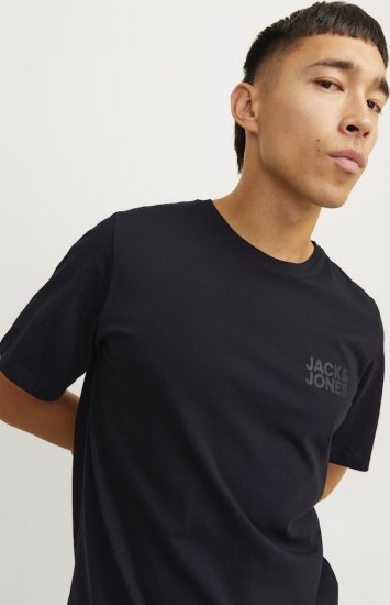 Jack & Jones CORP Logo T-Shirt Black w Small Black Print - Marškinėliai - Marškinėliai - 2XL-14XL
