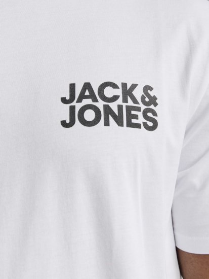 Jack & Jones CORP Logo T-Shirt White w Small Black Print - Marškinėliai - Marškinėliai - 2XL-14XL