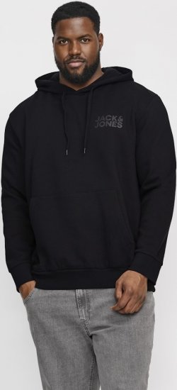 Jack & Jones CORP LOGO Small Print Hoodie Black - Megztiniai ir džemperiai - Megztiniai ir Džemperiai - 2XL-14XL