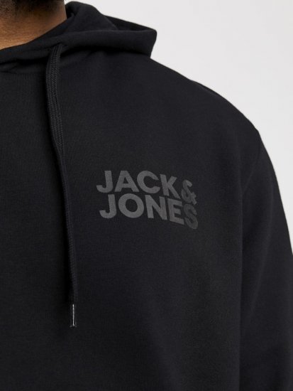 Jack & Jones CORP LOGO Small Print Hoodie Black - Megztiniai ir džemperiai - Megztiniai ir Džemperiai - 2XL-14XL