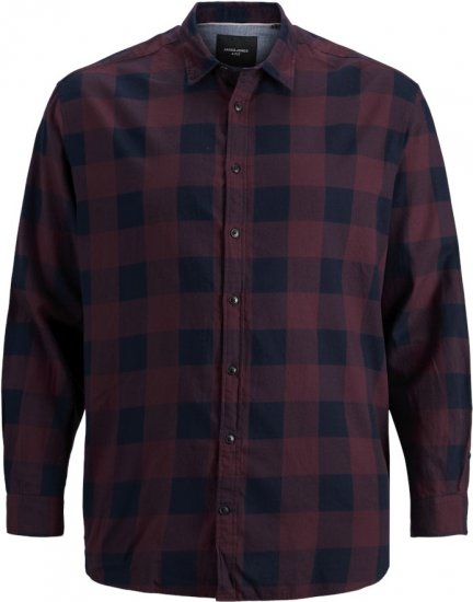 Jack & Jones Gingham L/S Shirt Dark Red - Marškiniai - Marškiniai - 2XL-8XL