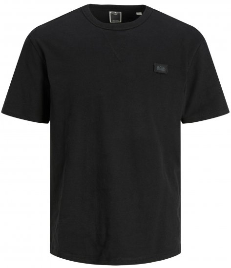 Jack & Jones JCOCLASSIC WAFFLE BADGE TEE Black - Marškinėliai - Marškinėliai - 2XL-14XL
