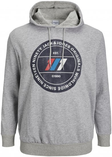 Jack & Jones JORNATE SWEAT Hoodie Grey - Megztiniai ir džemperiai - Megztiniai ir Džemperiai - 2XL-14XL
