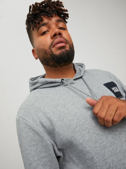 Jack & Jones JJLOCK SWEAT HOOD Grey - Megztiniai ir džemperiai - Megztiniai ir Džemperiai - 2XL-14XL