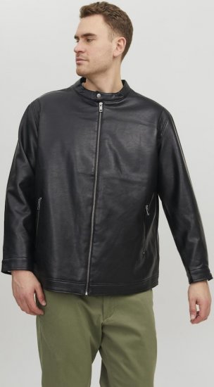 Jack & Jones Rocky Urban Rider Leather Jacket Black - Didelės vyriškos striukės - Didelės vyriškos striukės