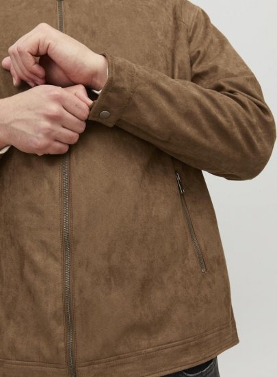 Jack & Jones Rocky Urban Rider Leather Jacket Brown - Didelės vyriškos striukės - Didelės vyriškos striukės